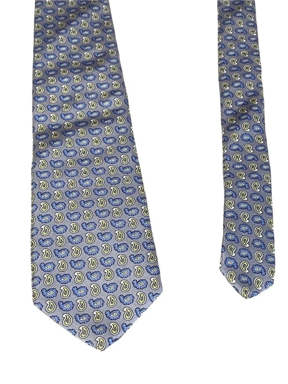 Brooks Brothers 346 Pure Silk Tie - Blue Paisley Tie made in the USA gray , blue